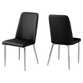 Monarch Specialties Dining Chair, Set Of 2, Side, Upholstered, Kitchen, Dining Room, Pu Leather Look, Black, Chrome I 1034